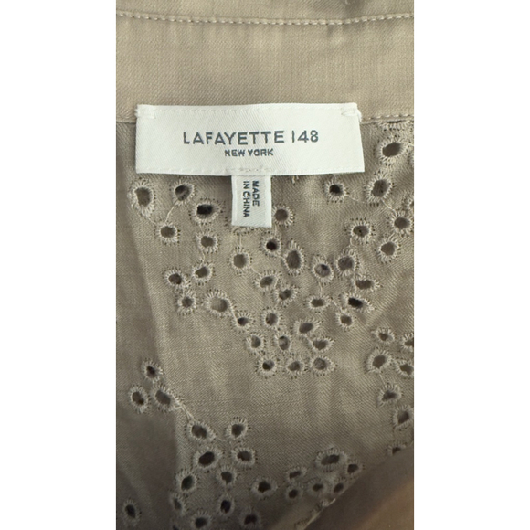 Women's Lafayette 148 Denver Beige Eyelet Midi Dress S - Picture 6 of 8